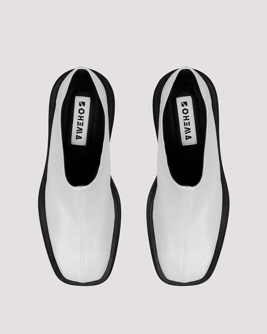 Squared Mule White białe mule ze skóry z winogron