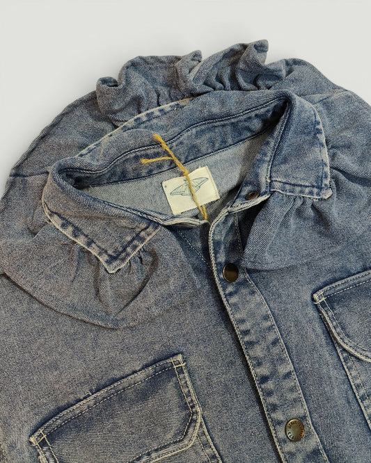 Jeansowa katanka z falbanką