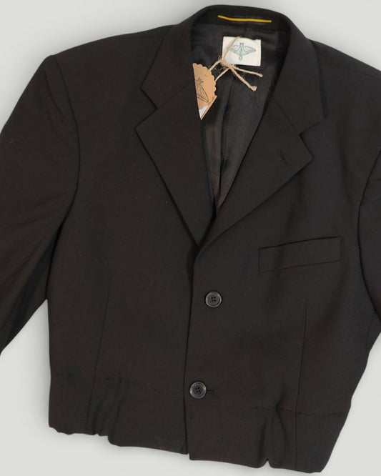 Wełniana gładka czarna marynarka