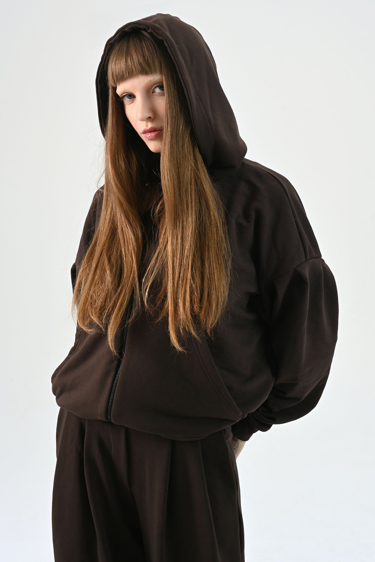 Krótka Bluza Oversize Espresso