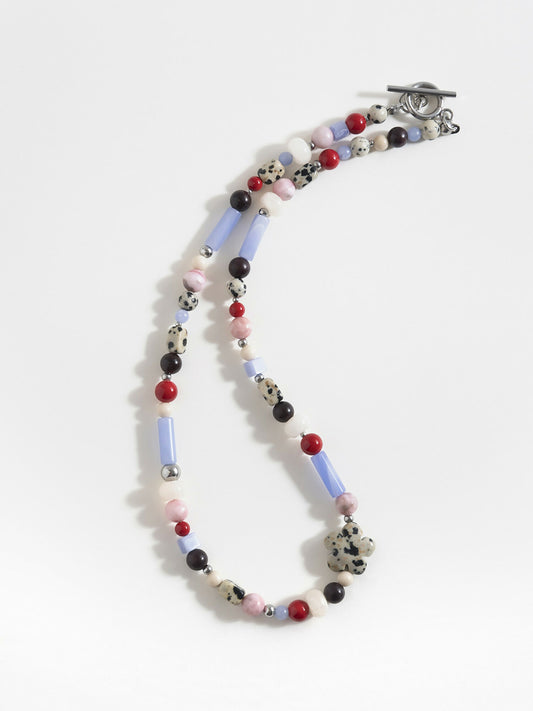 Niebiesko-czerwony naszyjnik z kamieni naturalnych