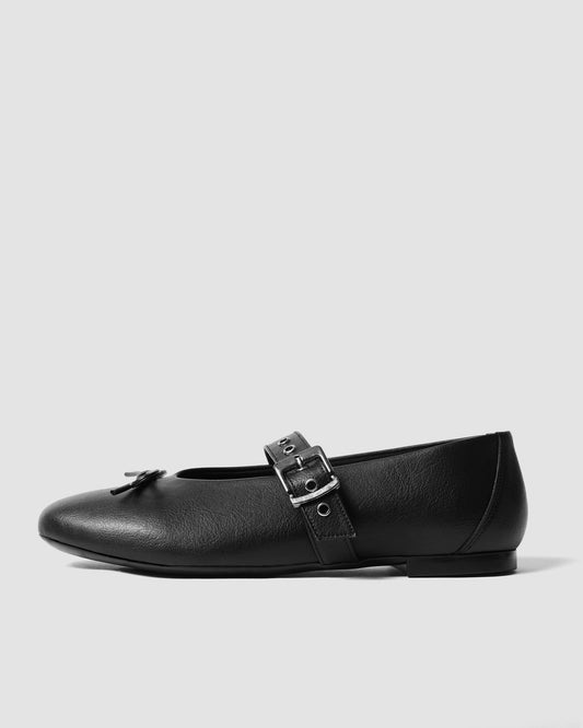 Mara Pumps Black czarne baleriny z paskiem