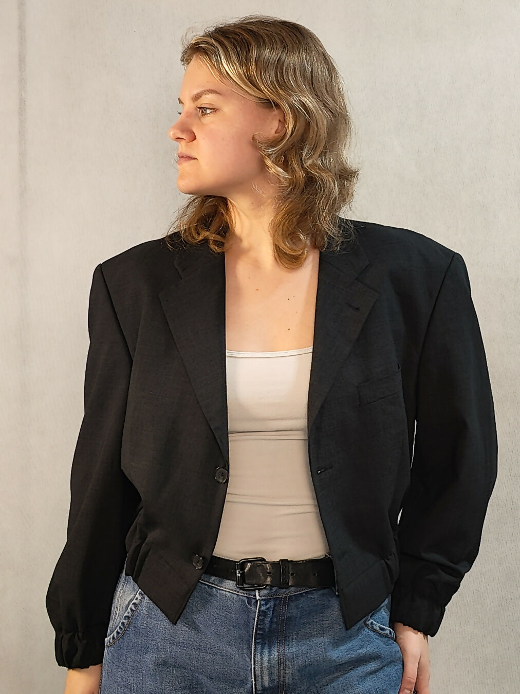 Wełniana grafitowa marynarka