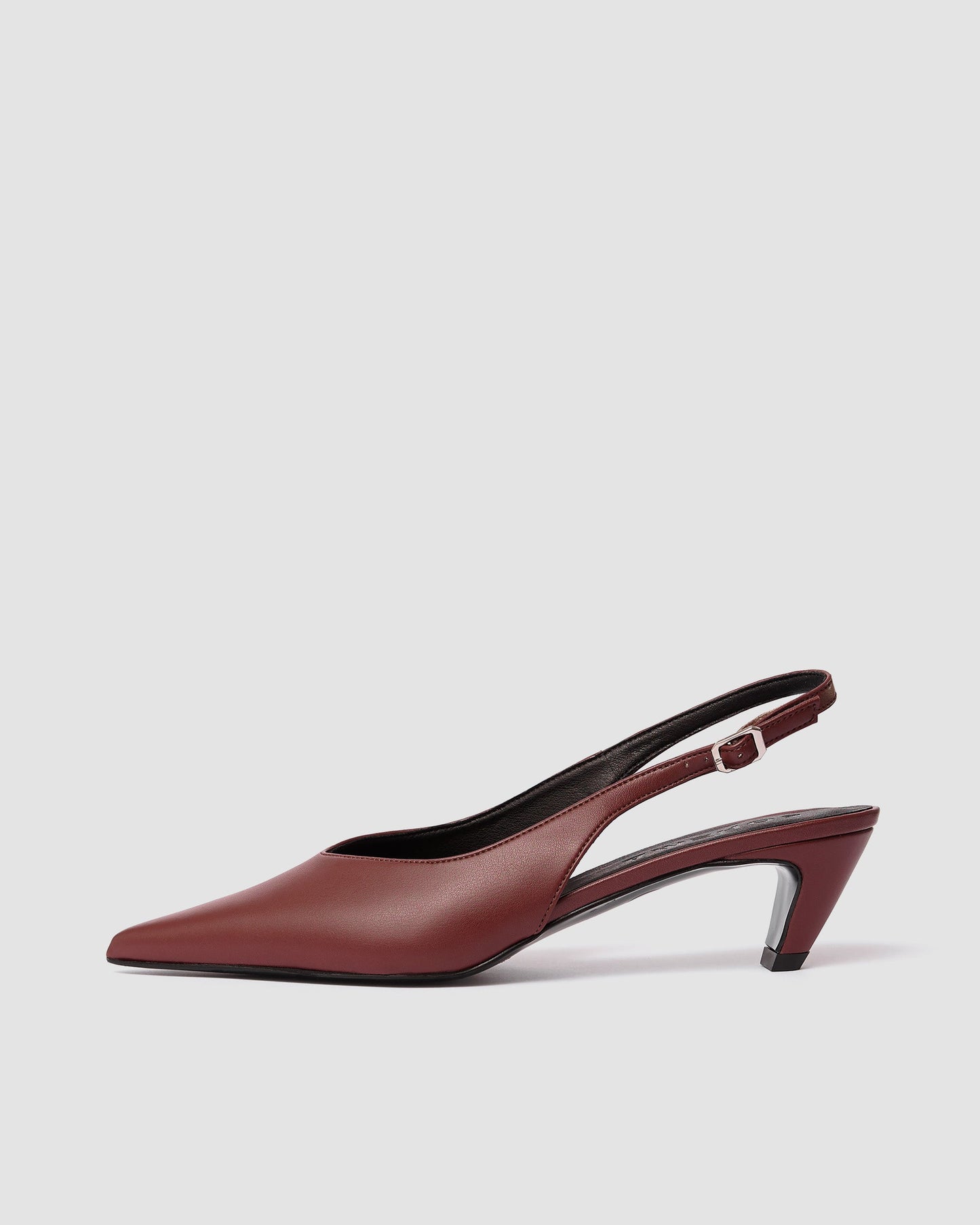 Kitten Heels Burgund bordowe czółenka z odkrytą piętą