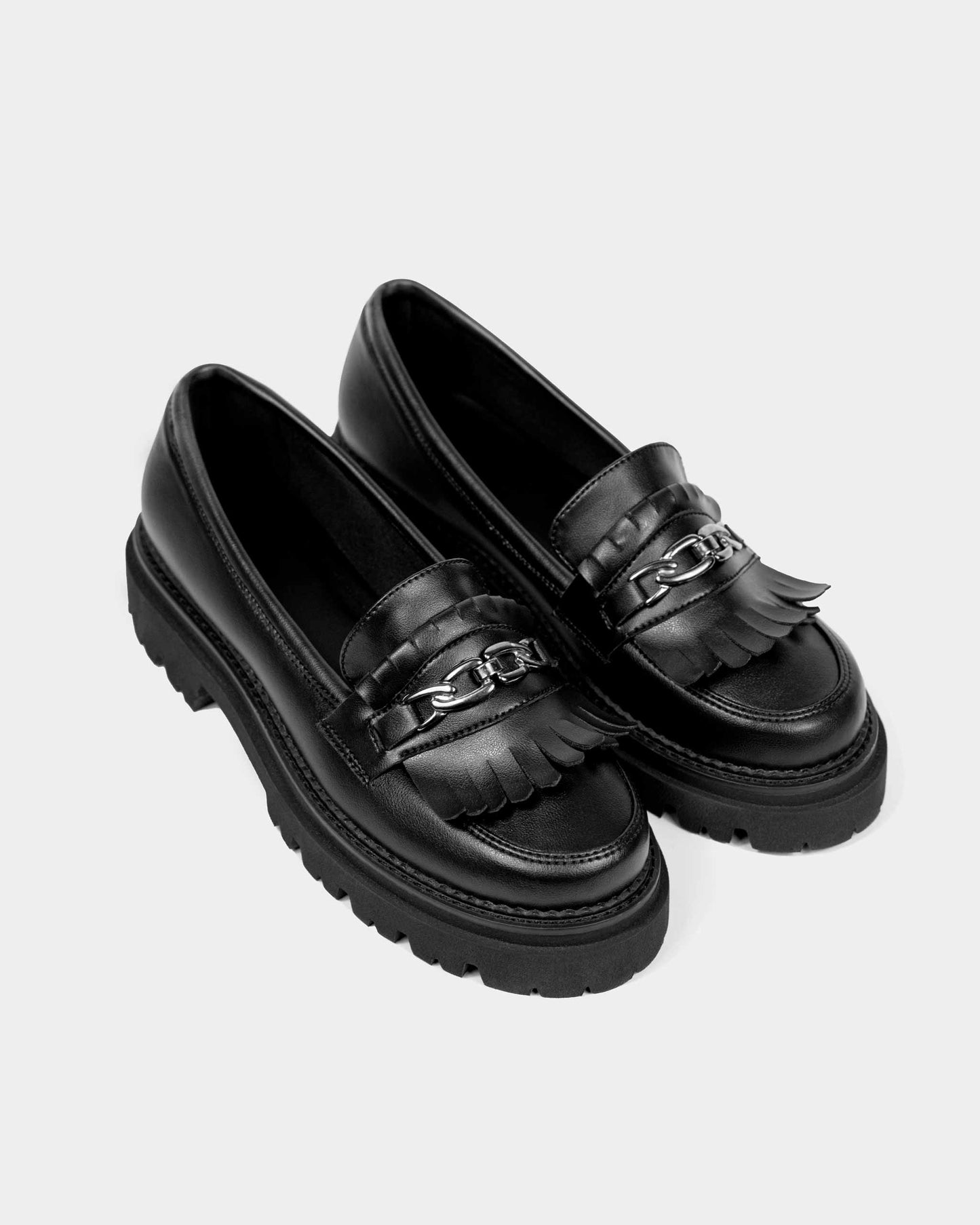 Chunky Loafers Black czarne mokasyny damskie