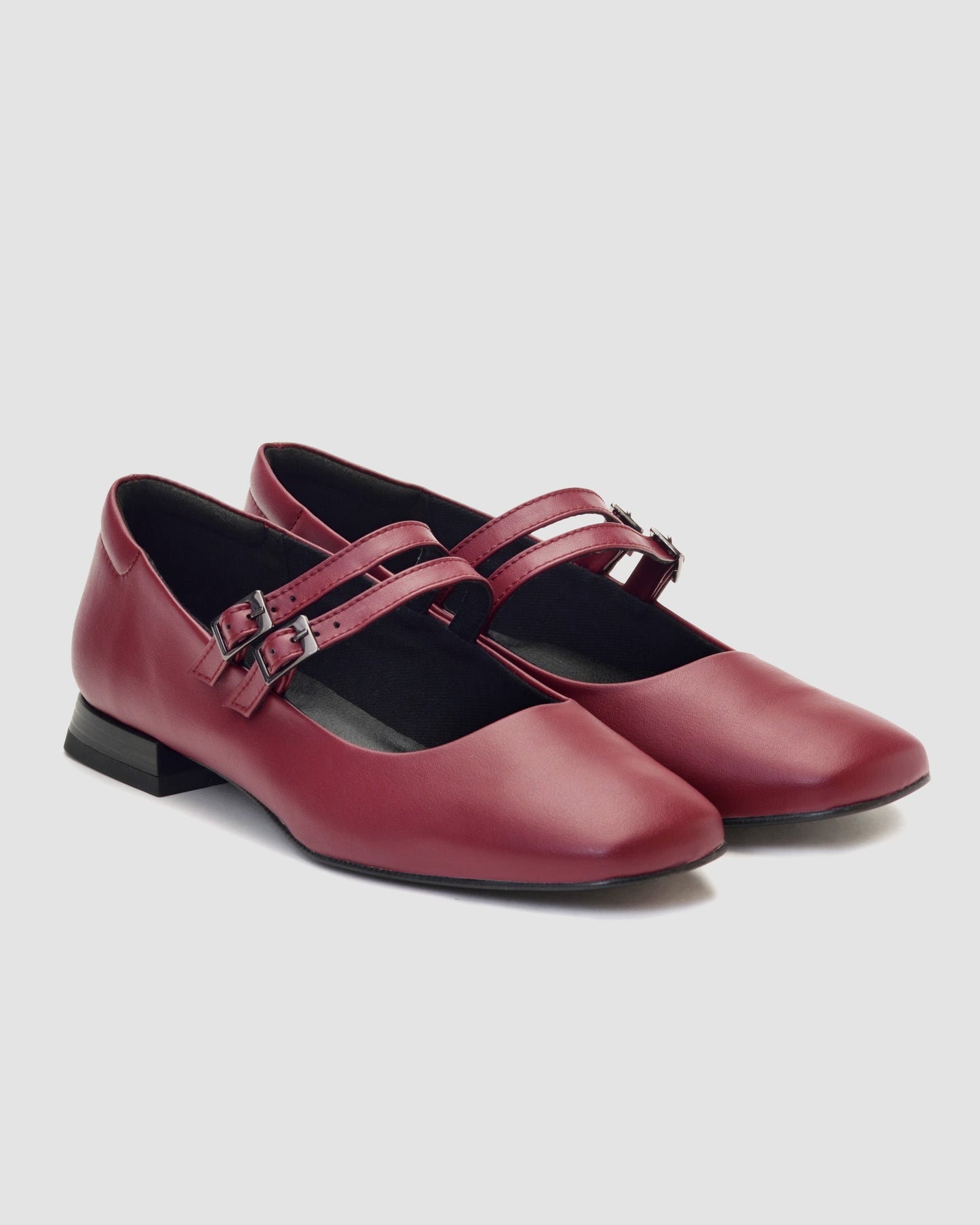 Cherry Mary Jane Pumps burgundowe baleriny
