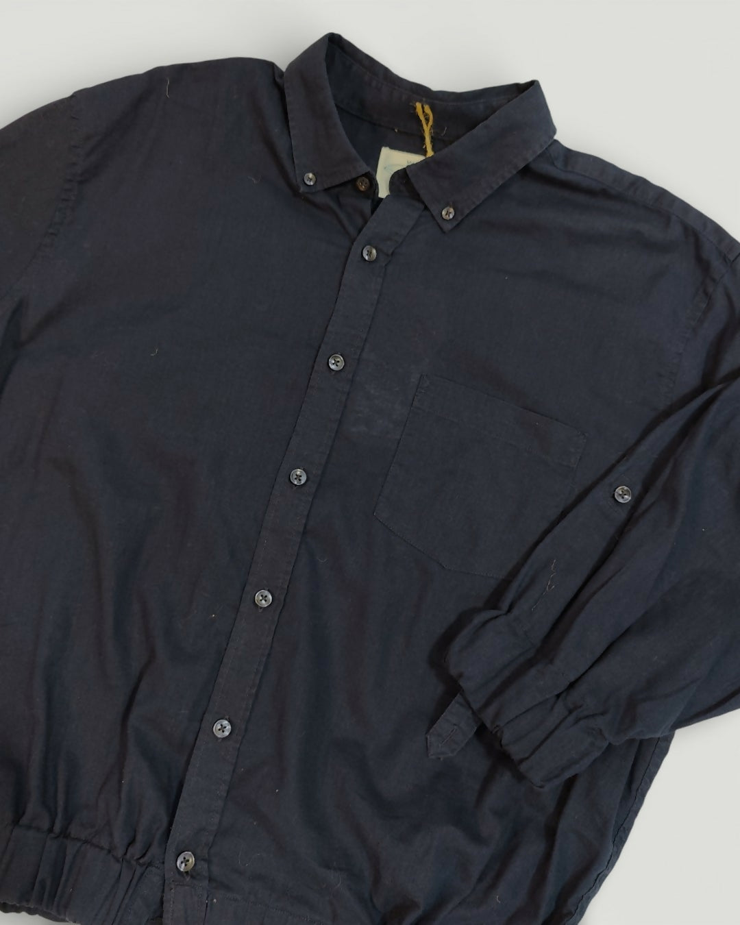 Bawełniano-lniana granatowa dłuższa koszula