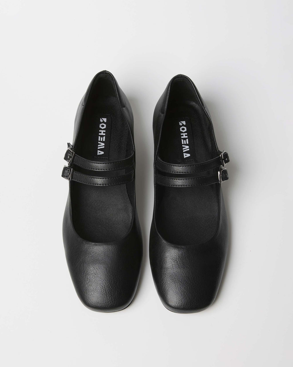 Blackberry Mary Jane Pumps czarne baleriny ze skóry z winogron