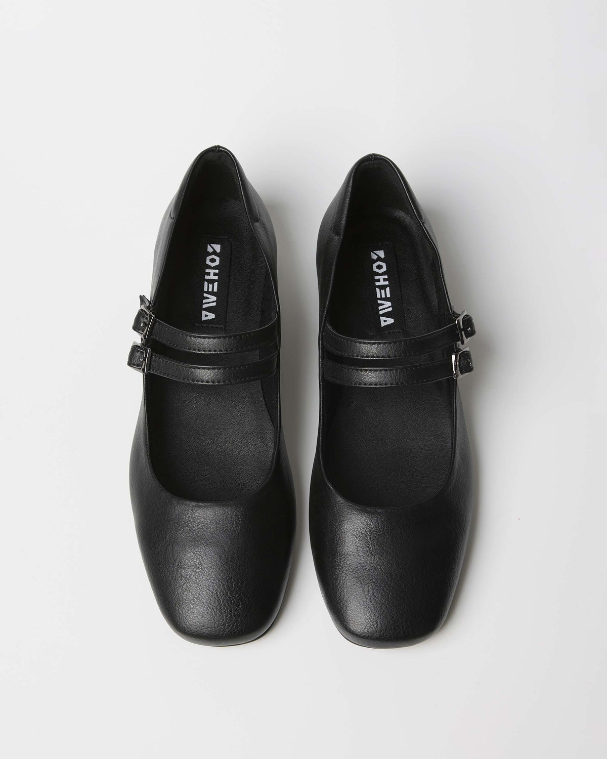 Blackberry Mary Jane Pumps czarne baleriny ze skóry z winogron