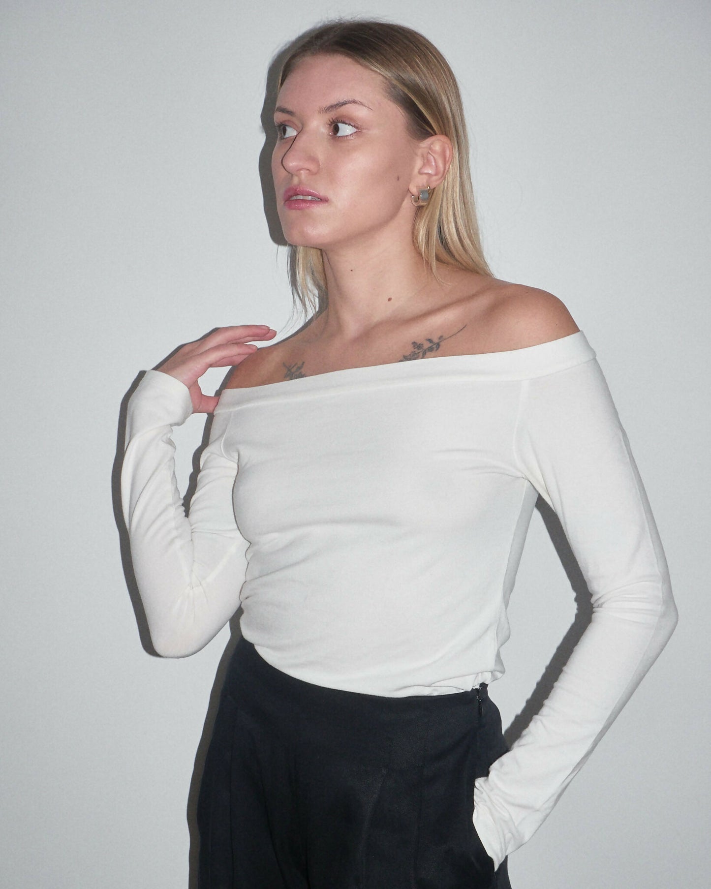 Longsleeve Mori z bawełny organicznej - OFF WHITE