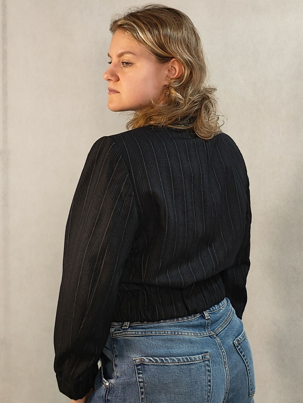 Wełniana marynarka w szerokie pasy