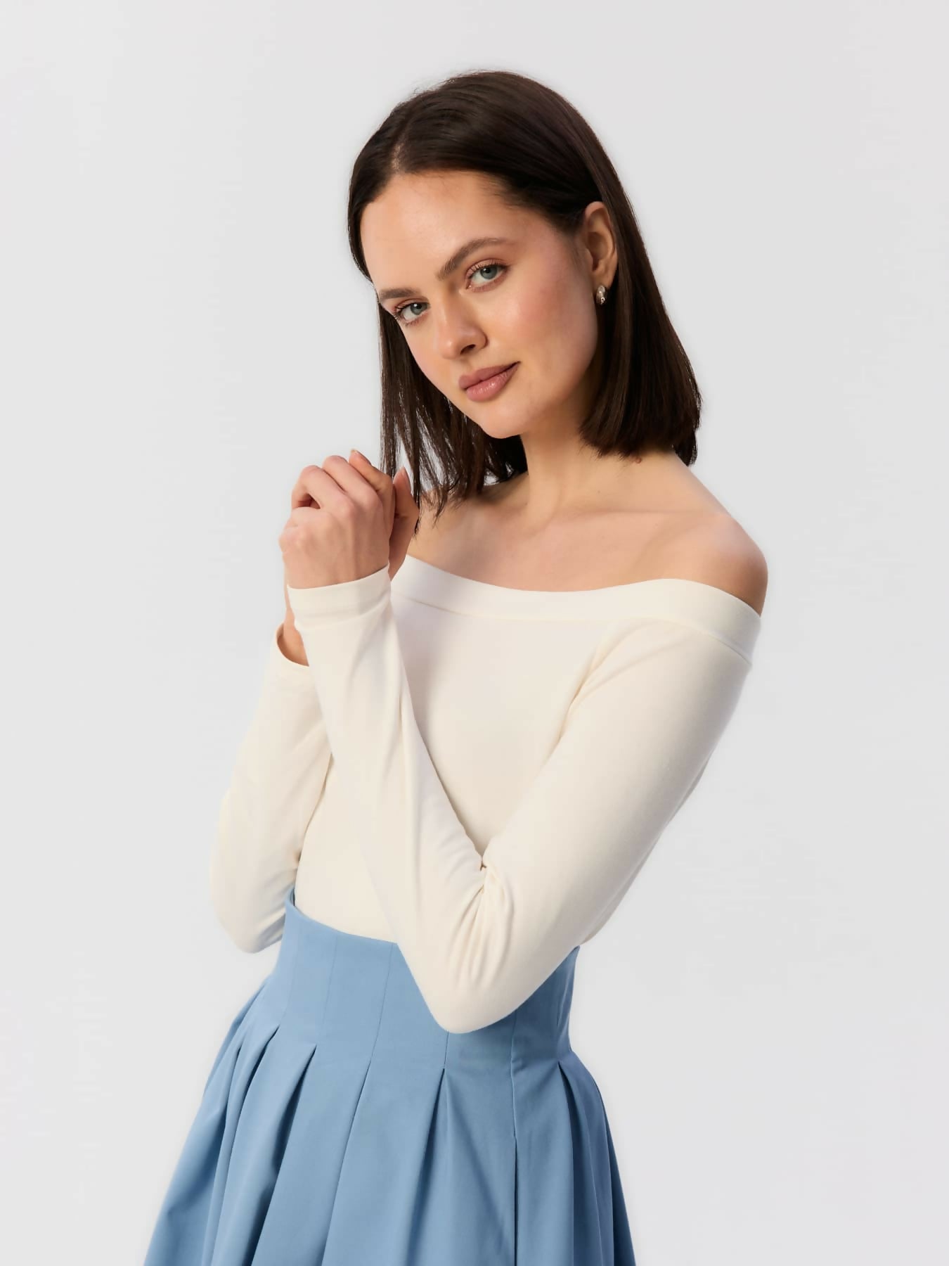 Longsleeve Mori z bawełny organicznej - OFF WHITE