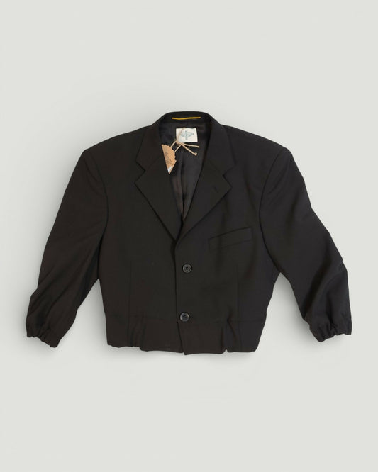 Wełniana gładka czarna marynarka