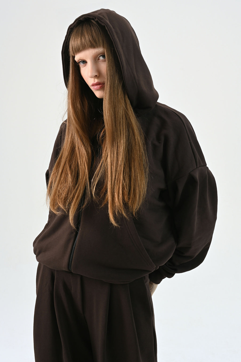 Krótka Bluza Oversize Espresso
