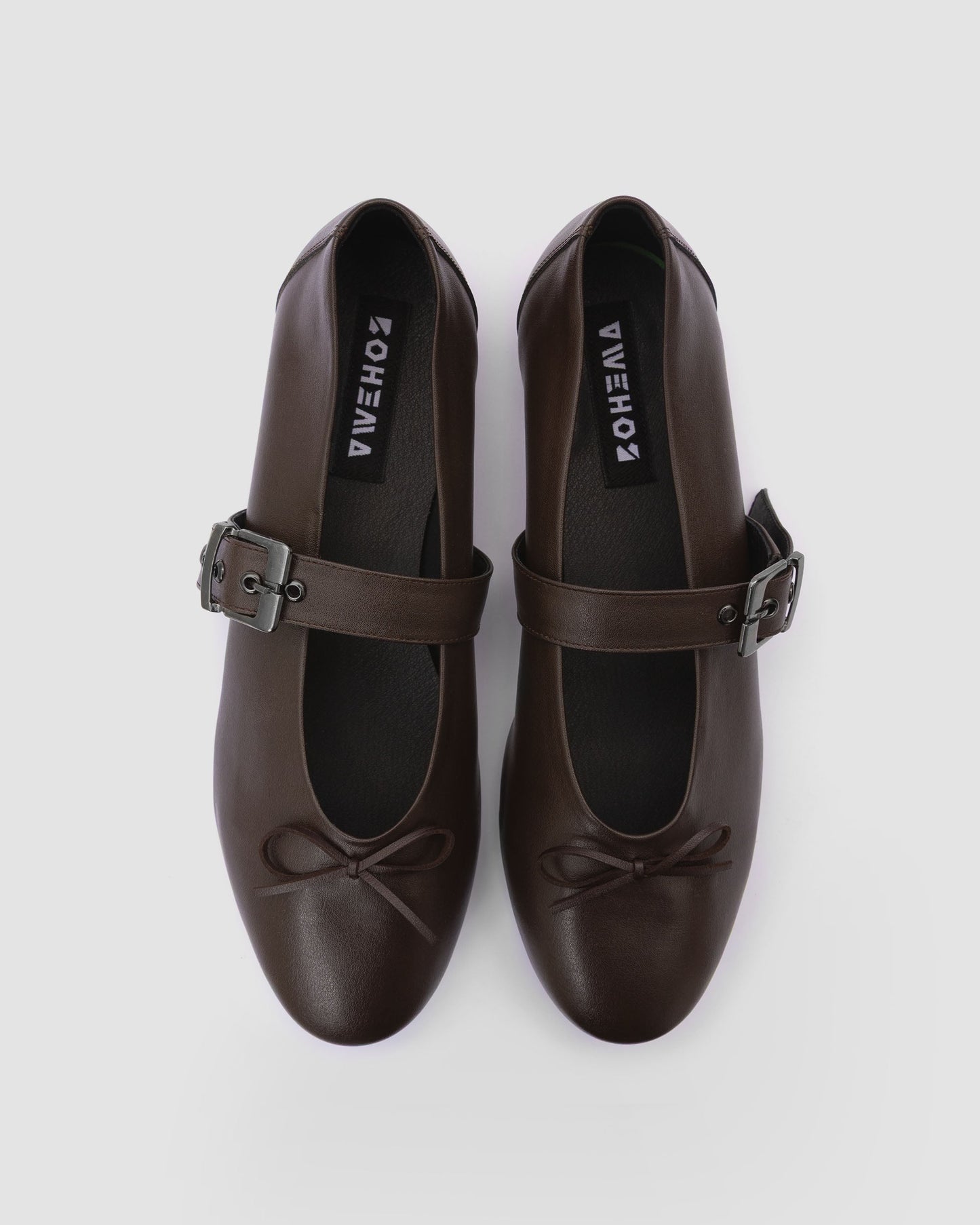 Mara Pumps Chocolate brązowe baleriny z paskiem