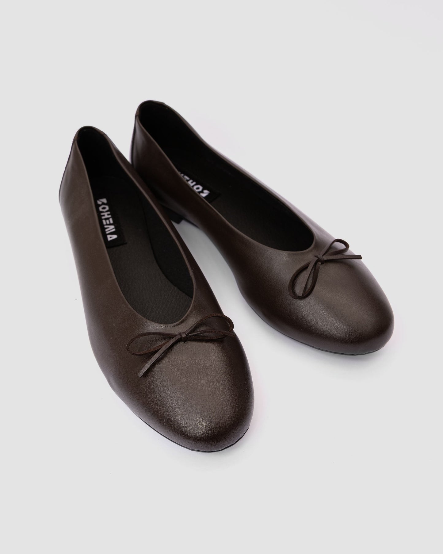 Mossy Pumps Chocolate brzowe baleriny z kokardką