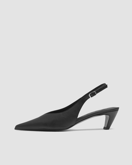 Kitten Heels Black czarne czółenka z odkrytą piętą