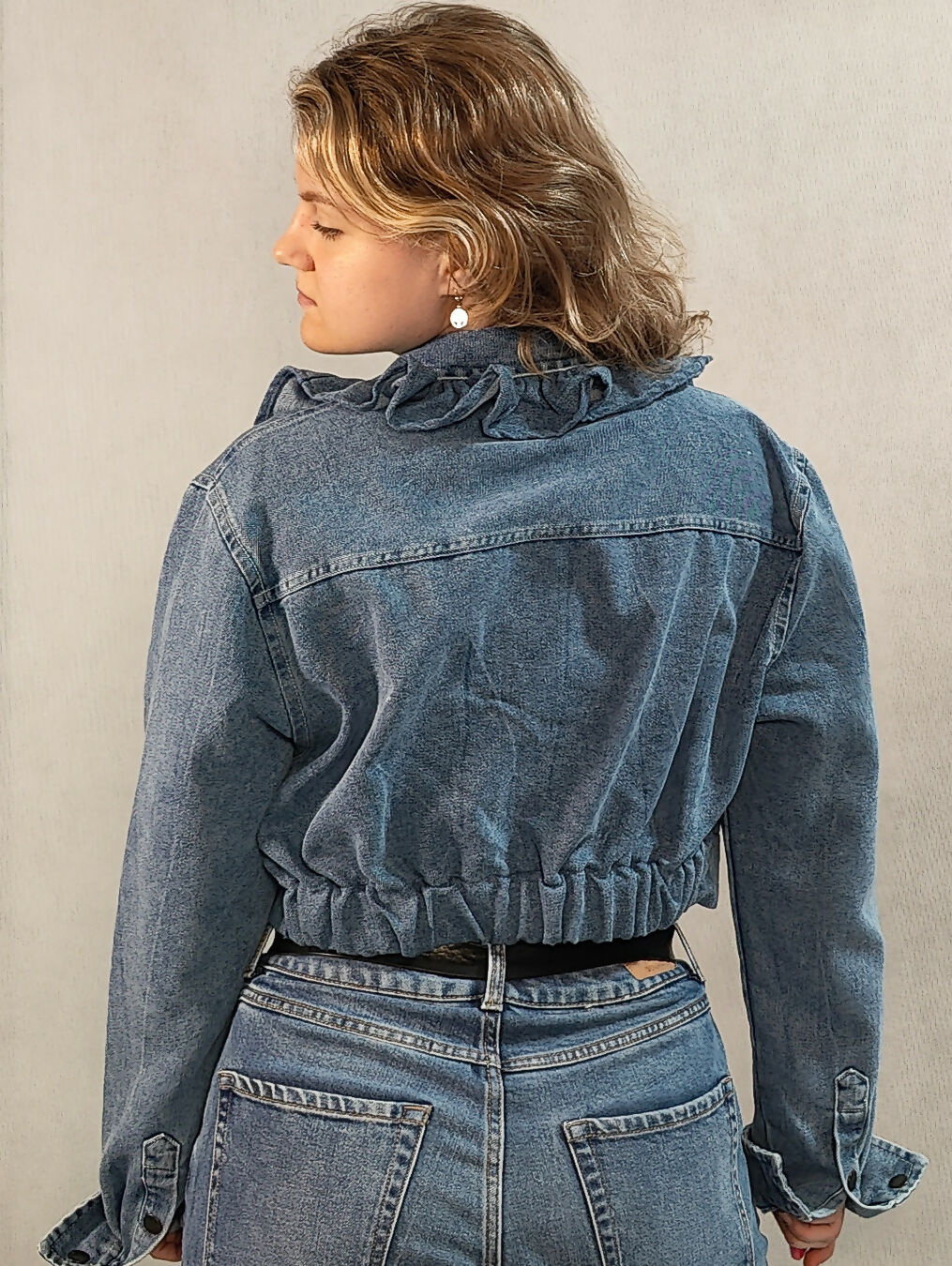 Jeansowa katanka z falbanką