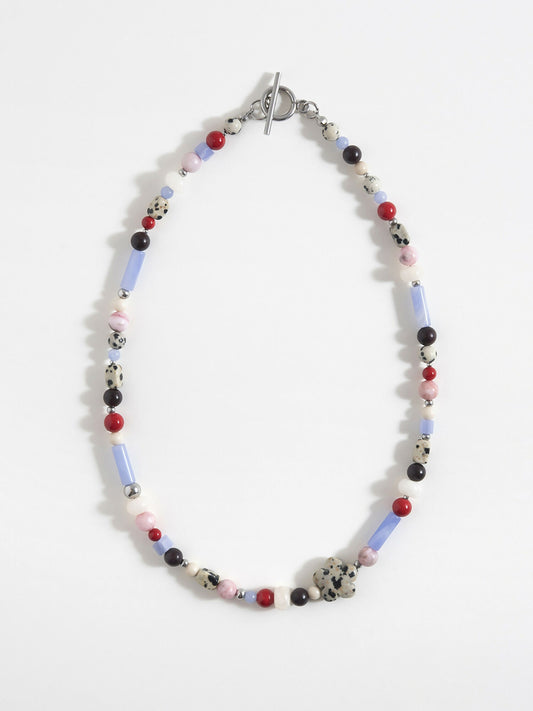Niebiesko-czerwony naszyjnik z kamieni naturalnych