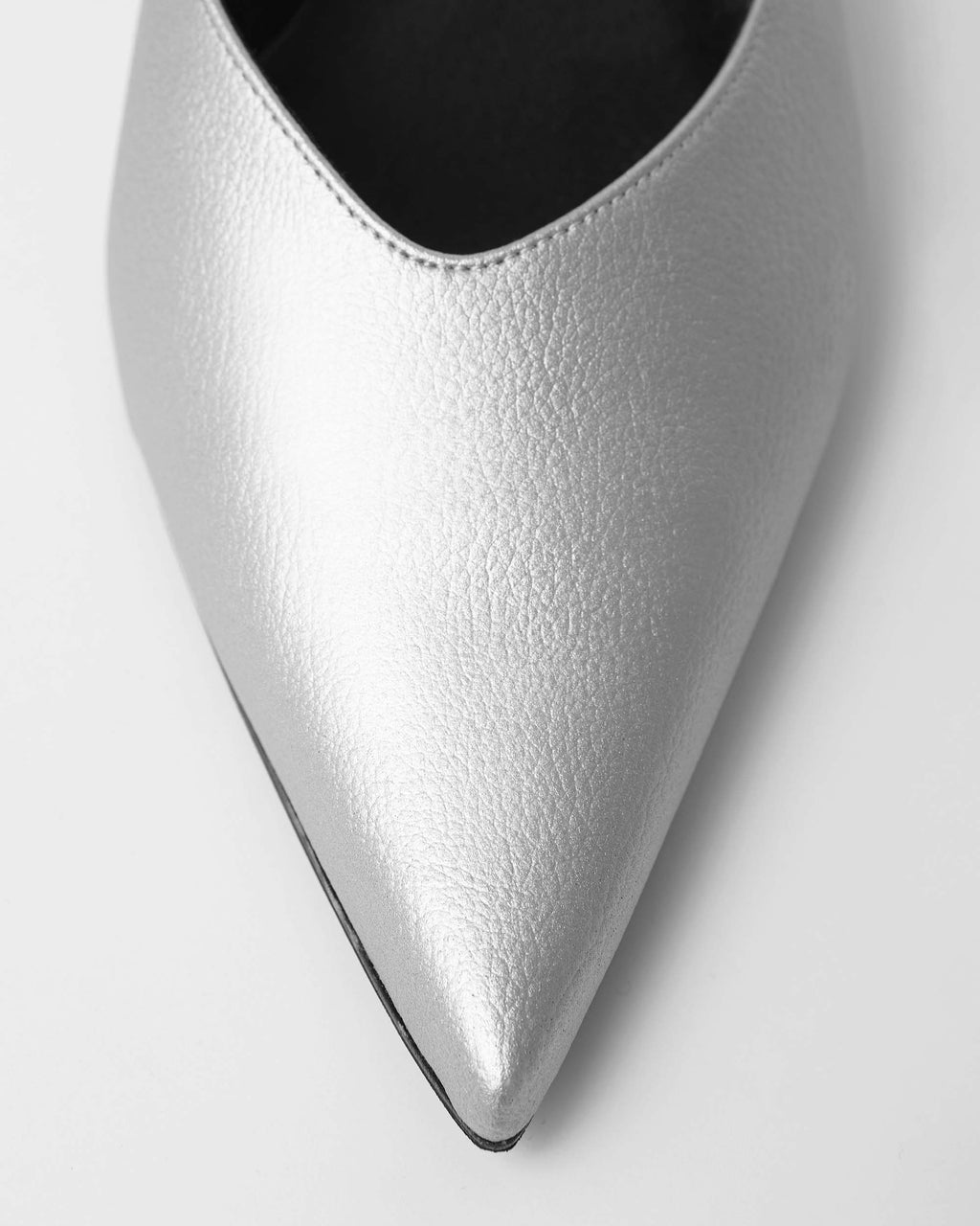 Kitten Heels Silver srebrne czółenka z odkrytą piętą