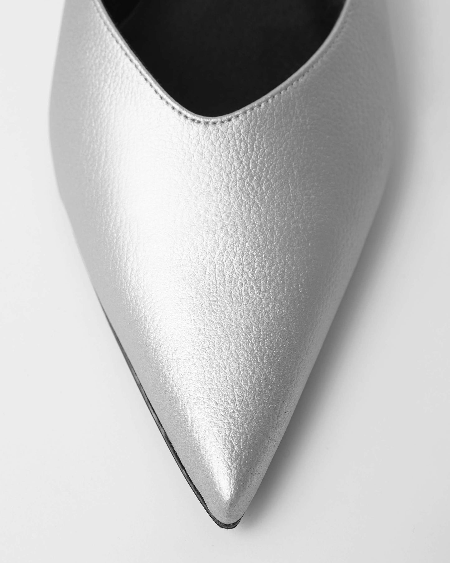 Kitten Heels Silver srebrne czółenka z odkrytą piętą