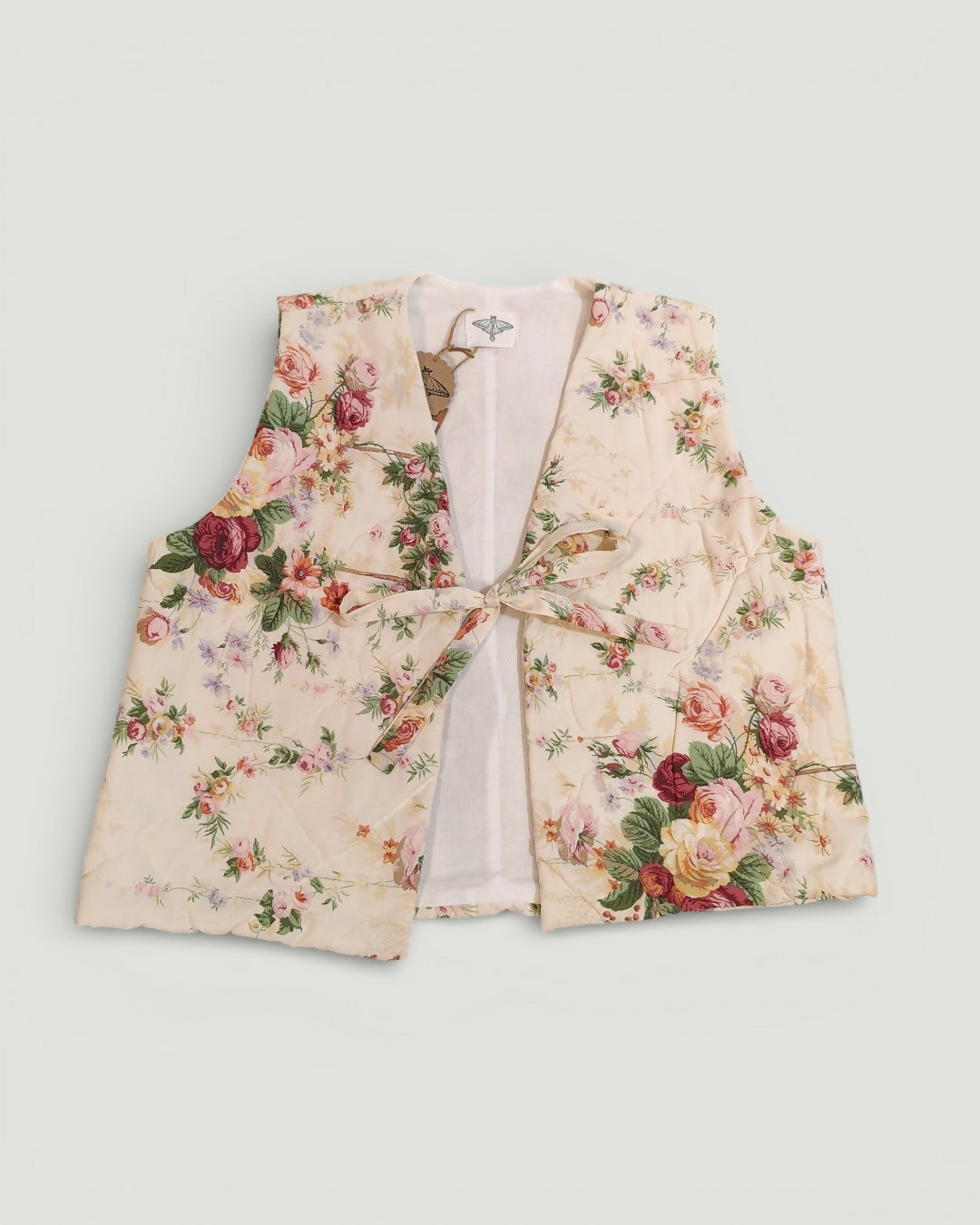 Pikowana kamizelka w vintage kwiaty