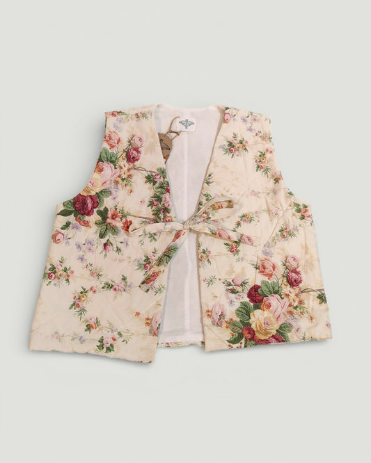 Pikowana kamizelka w vintage kwiaty