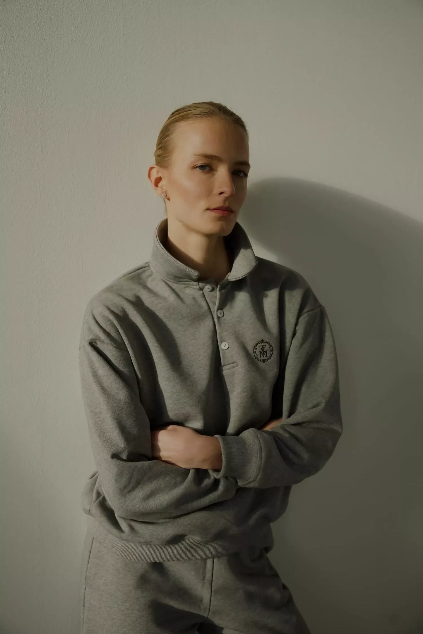 Szara Bluza Polo