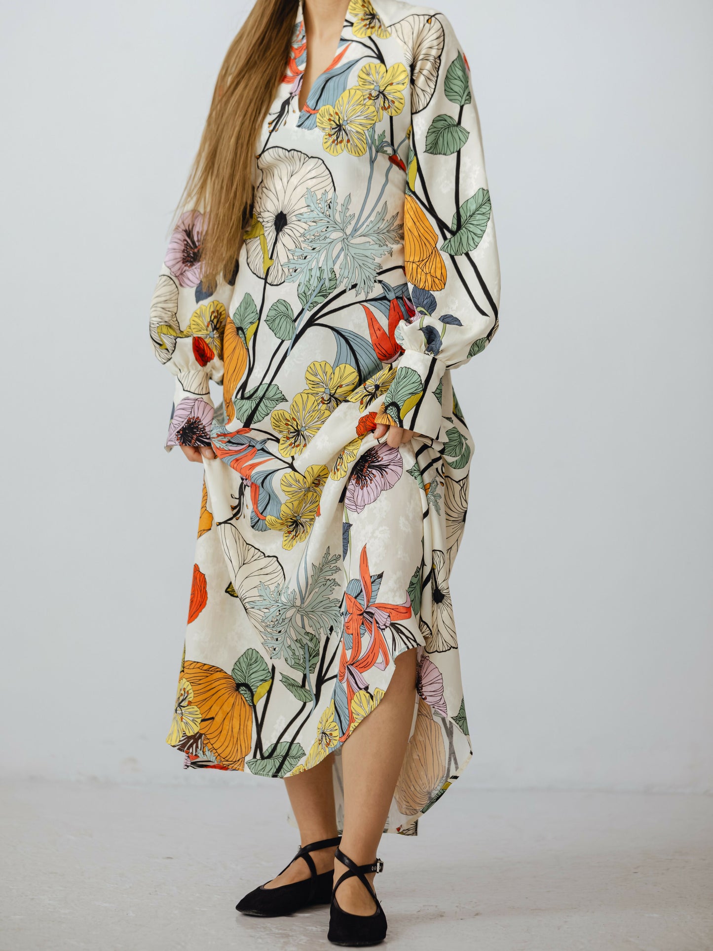 Sukienka maxi oversize w kwiaty